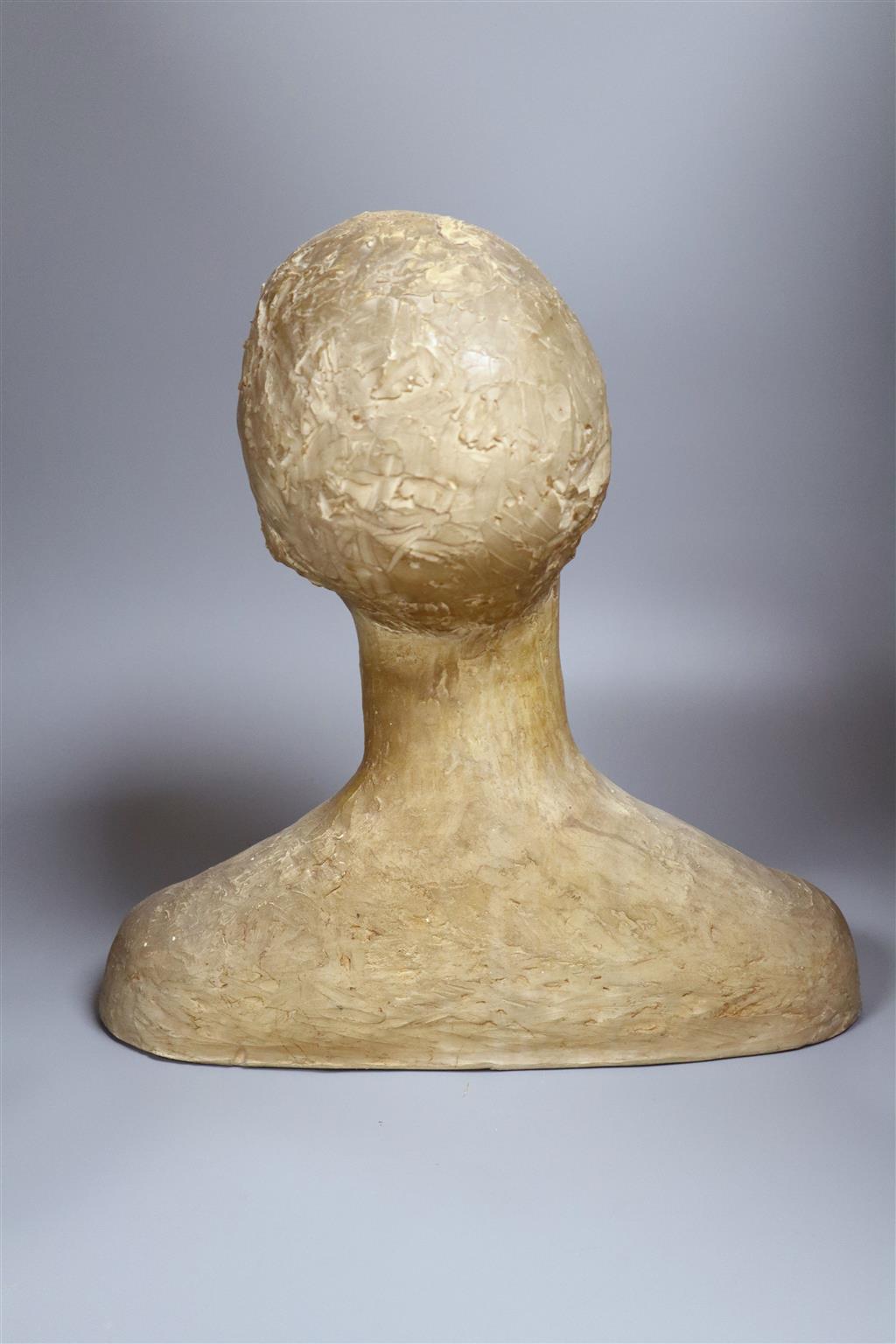 A plaster bust of a woman, height 40cm
